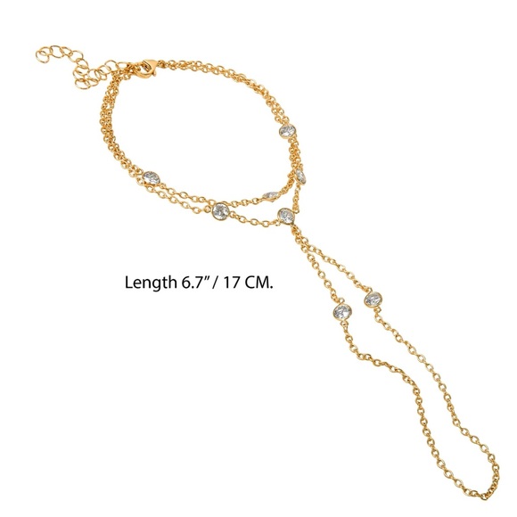 Jessica Simpson Fashion Gold Tone Metal Hand Chain Jewelry - Picture 3 of 5